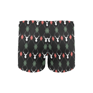 Deer Christmas new year pattern argyle Men's Swimming Trunks