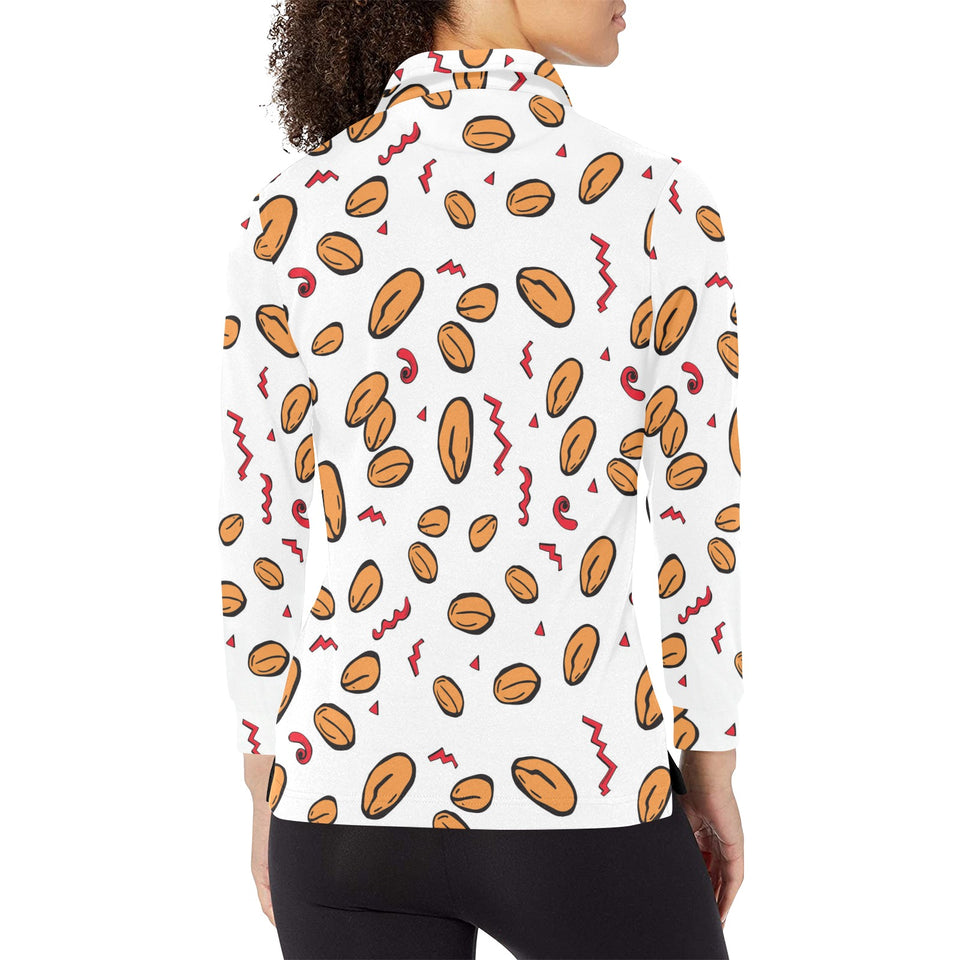 peanuts pattern background Women's Long Sleeve Polo Shirt