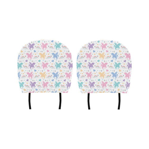 colorful unicorn rainbow heart pattern Car Headrest Cover