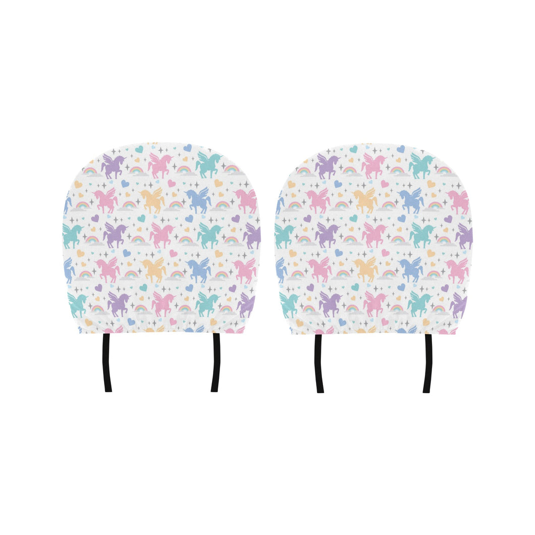 colorful unicorn rainbow heart pattern Car Headrest Cover