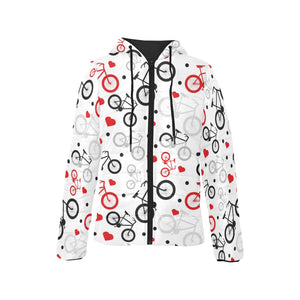 Bicycle Pattern Print Design 04 Women's Padded Hooded Jacket