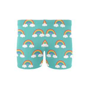 Rainbow pattern green background Men's Swimming Trunks