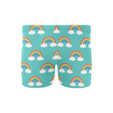 Rainbow pattern green background Men's Swimming Trunks