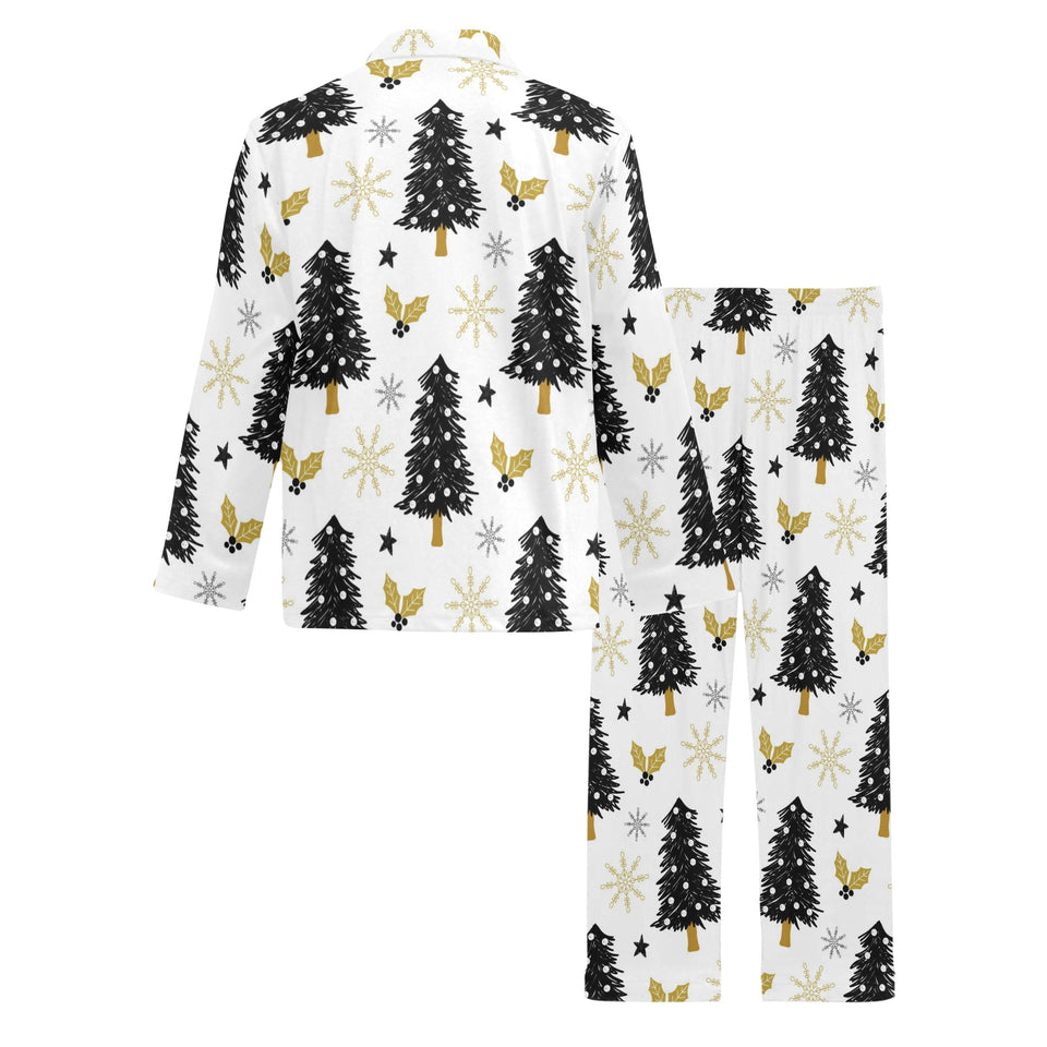 Christmas tree holly snow star pattern Men's Long Pajama Set