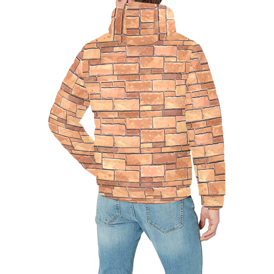 Brick Printed Pattern Print Design 04 Men's Padded Hooded Jacket