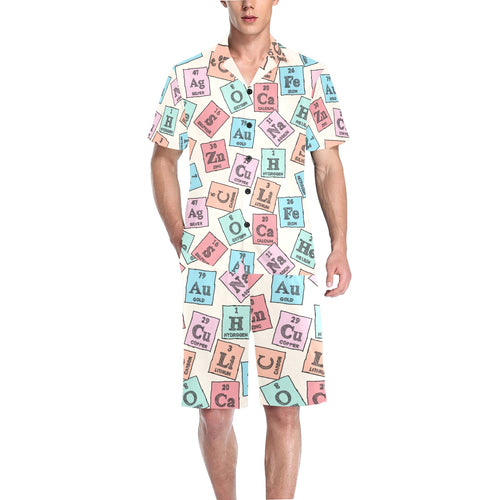 Chemistry Periodic Table Pattern Print Design 02 Men's V-Neck Short Pajama Set