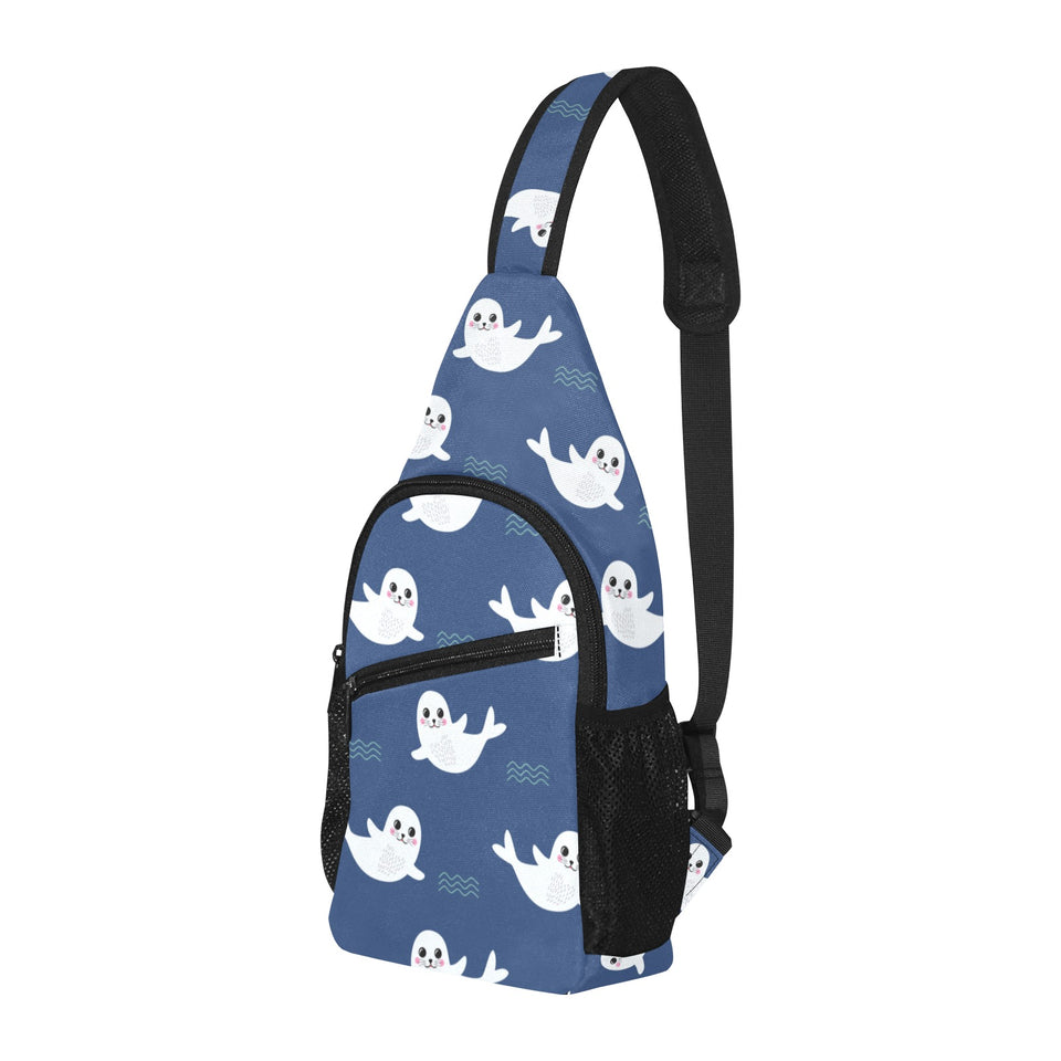 Cute white baby sea lion seal pattern All Over Print Chest Bag