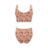 Camper Van Pattern Print Design 03 Chest Bowknot High Waisted Bikini Swimsuit