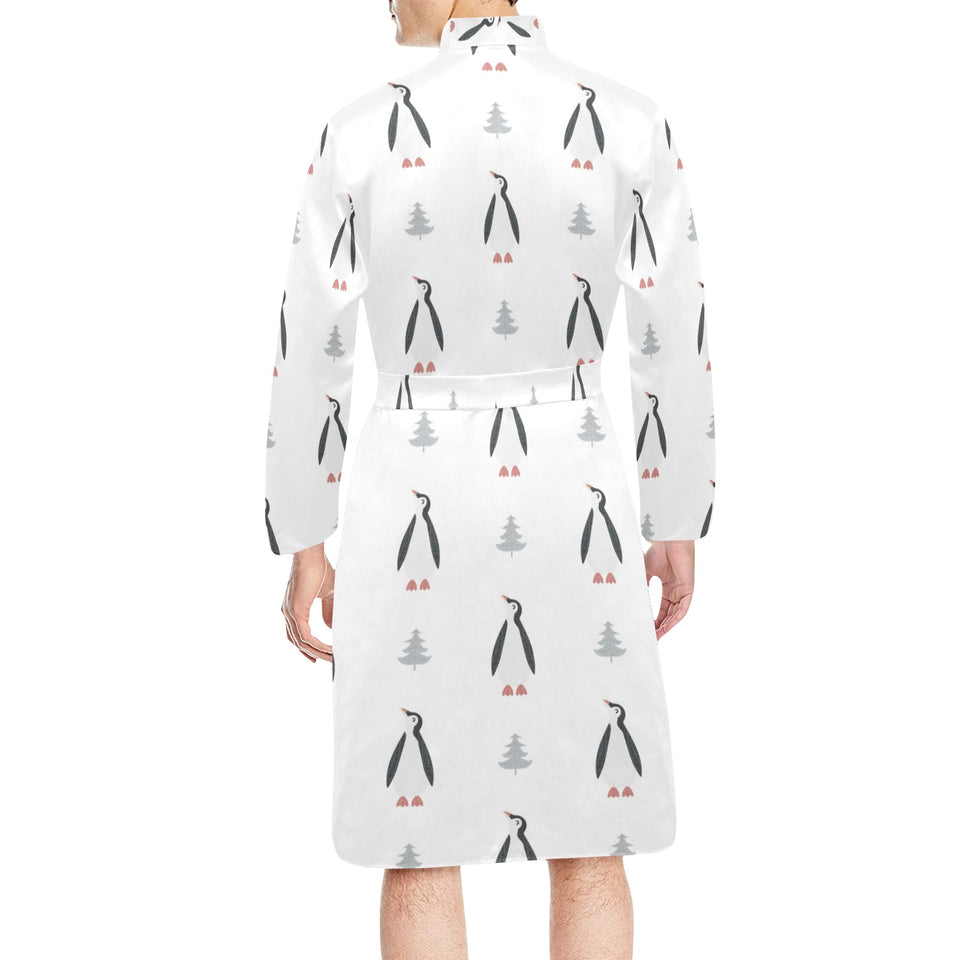 Penguin pattern Men's Long Sleeve Belted Night Robe