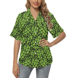 Green hop pattern Women's All Over Print Hawaiian Shirt