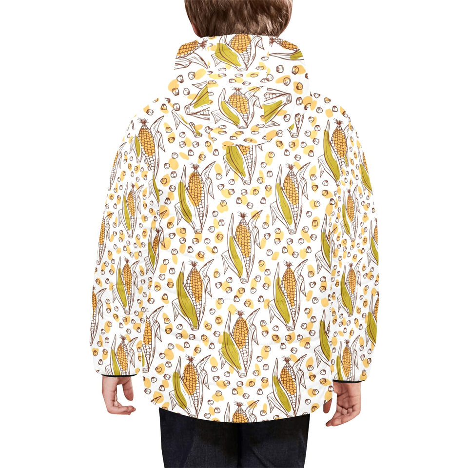 Corn Pattern Print Design 02 Kids' Boys' Girls' Padded Hooded Jacket