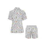Cute Llama Alpaca pattern Women's V-Neck Short Pajama Set