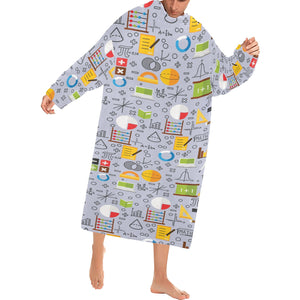 Math Pattern Print Design 04 Blanket Robe with Sleeves