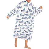 Pigeon Pattern Print Design 03 Blanket Robe with Sleeves