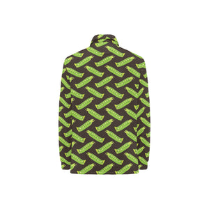 Green Peas Pattern Print Design 05 Women's Long Sleeve Polo Shirt