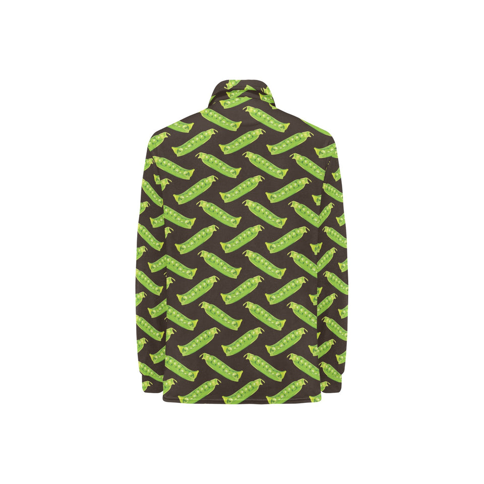 Green Peas Pattern Print Design 05 Women's Long Sleeve Polo Shirt