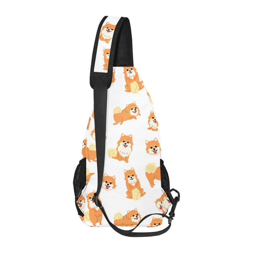 Brown pomeranian pattern All Over Print Chest Bag