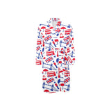 British Pattern Print Design 01 Men's Long Sleeve Belted Night Robe