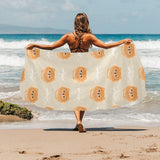 Cute brown pomeranian puppy on blue Beach Towel