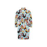Rooster chicken cock snowfalke Men's Long Sleeve Belted Night Robe