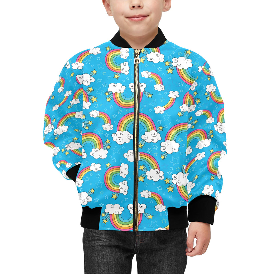 Rainbows Sky Clouds Pattern Kids' Boys' Girls' Bomber Jacket