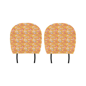 Camper Van Pattern Print Design 04 Car Headrest Cover