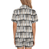 Piano Pattern Print Design 04 Women's V-Neck Short Pajama Set