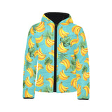 Banana Palm Leaves pattern background Kids' Boys' Girls' Padded Hooded Jacket