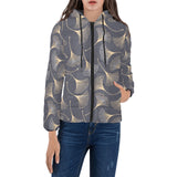 Gold ginkgo leaves Women's Padded Hooded Jacket