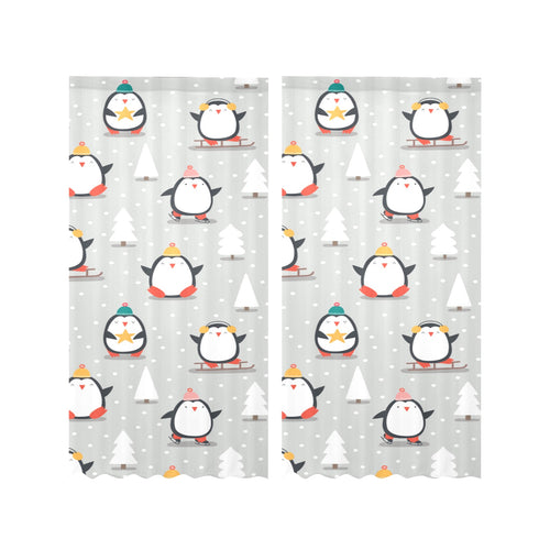 Cute Penguin christmas pattern Gauze Curtain