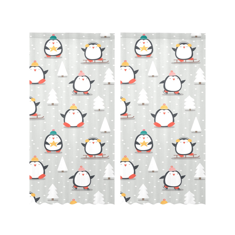Cute Penguin christmas pattern Gauze Curtain