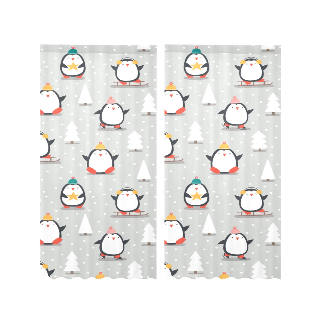 Cute Penguin christmas pattern Gauze Curtain