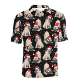 Christmas Pugs Santa_s red cap pattern Men's All Over Print Polo Shirt