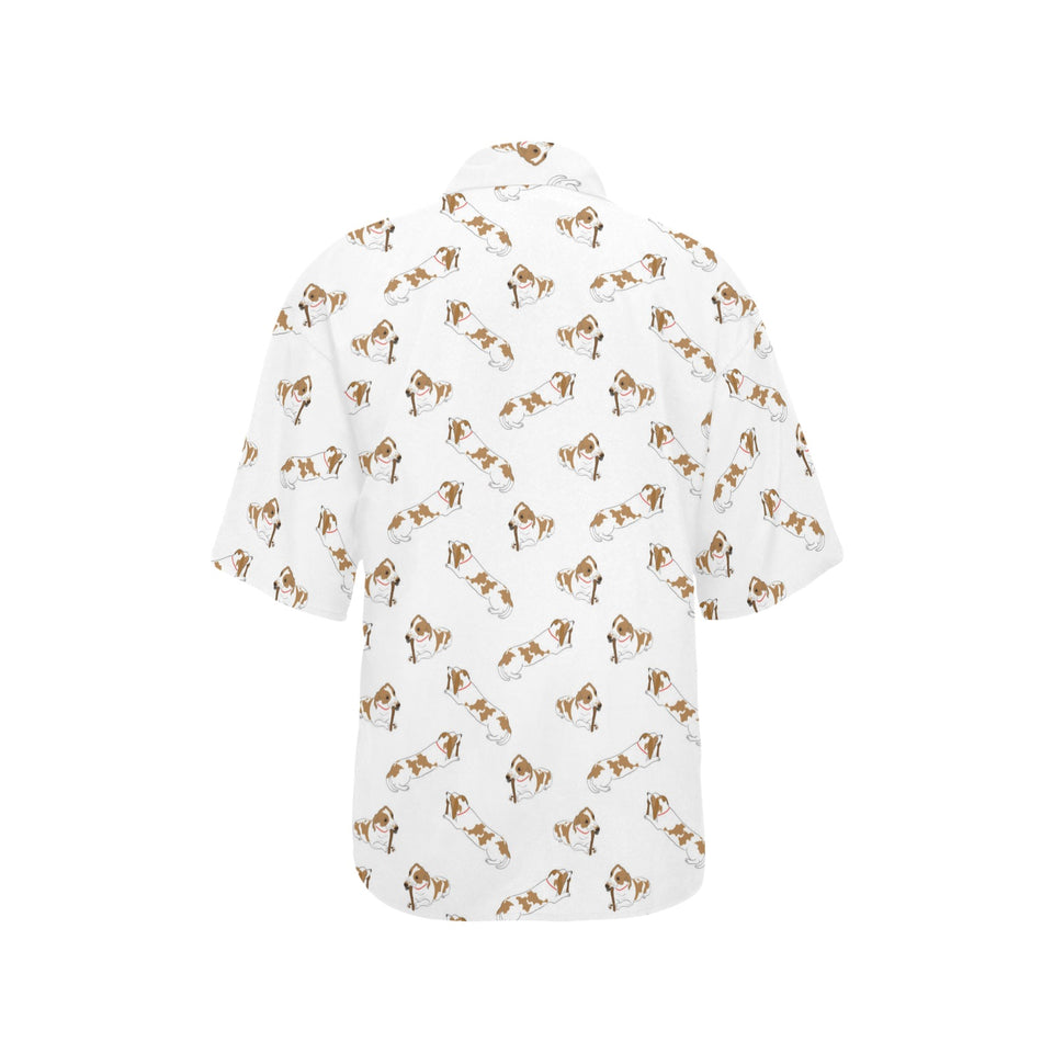 Jack Russel Pattern Print Design 04 Women's All Over Print Hawaiian Shirt