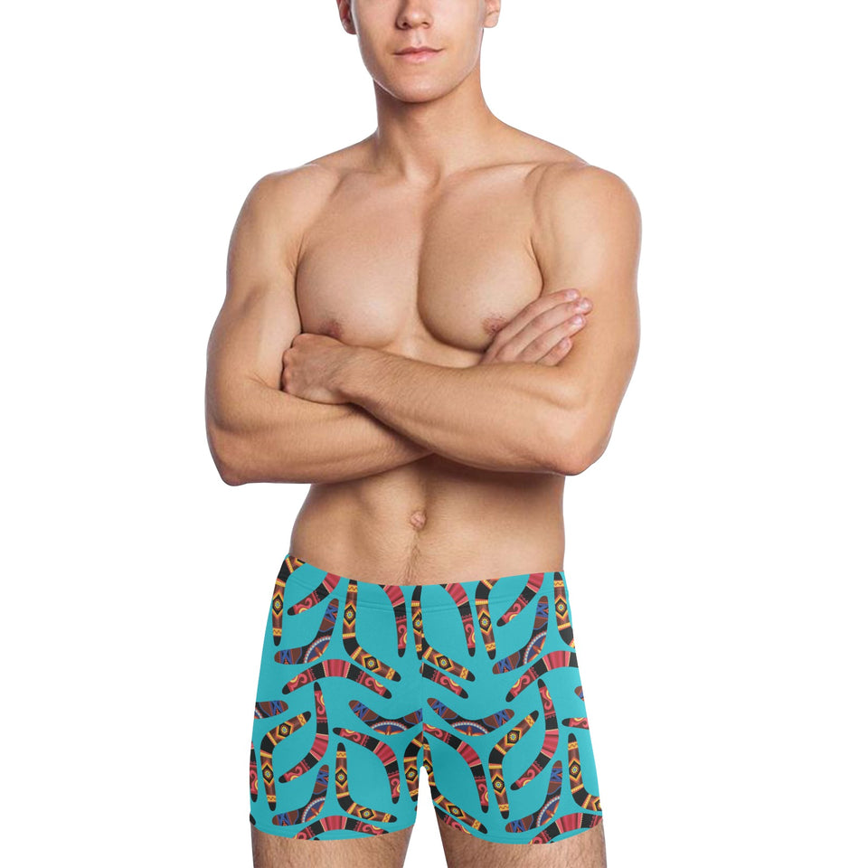 Boomerang Australian aboriginal ornament blue back Men's Swimming Trunks