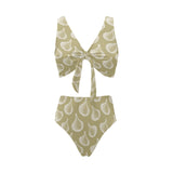 Garlic design pattern Chest Bowknot High Waisted Bikini Swimsuit