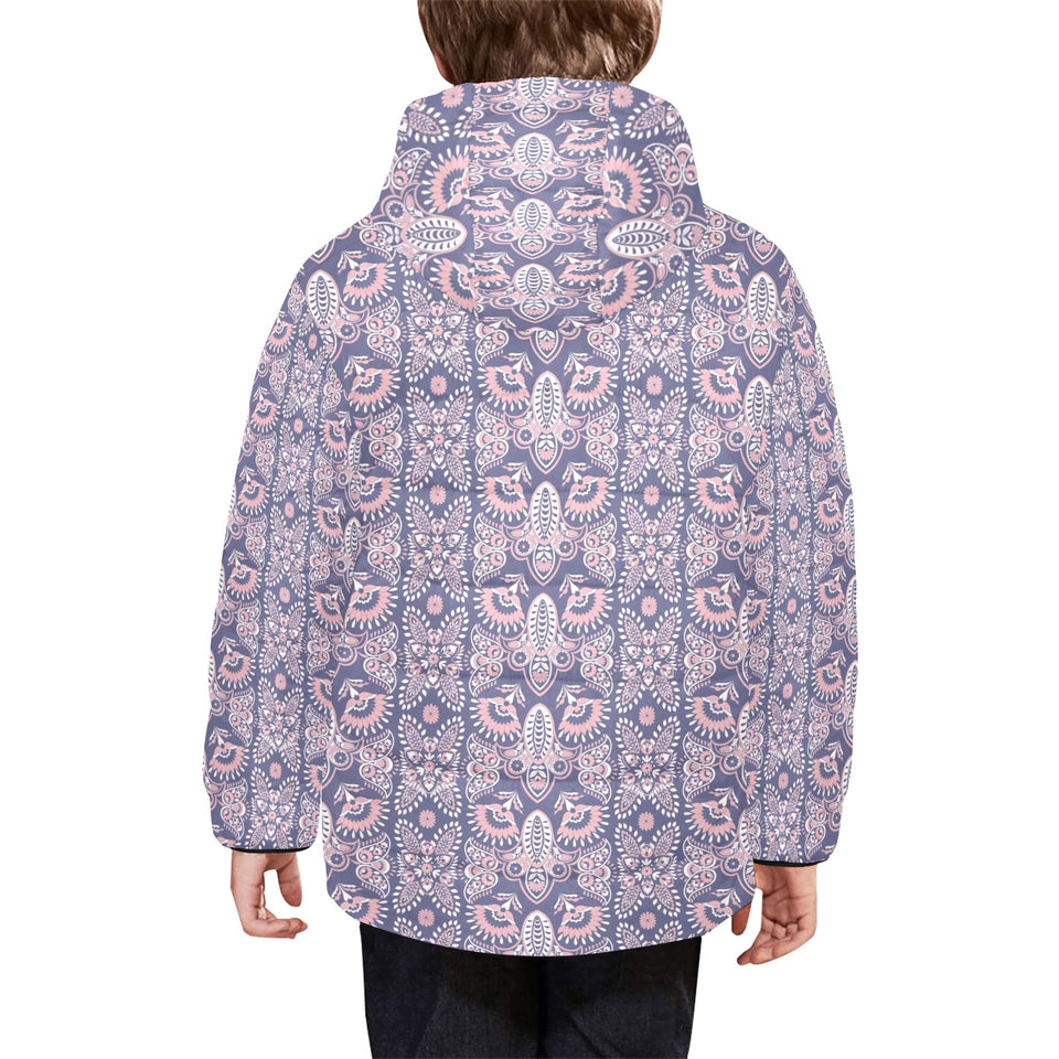 Indian Batik Style pattern Kids' Boys' Girls' Padded Hooded Jacket