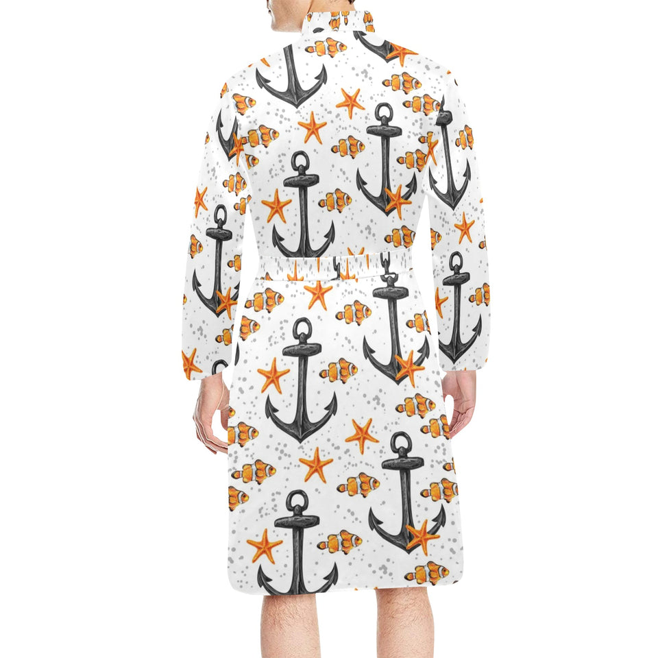 Clown Fish Pattern Print Design 02 Men's Long Sleeve Belted Night Robe