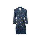 space pattern with planets, comets, constellations Men's Long Sleeve Belted Night Robe