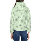 broccoli sketch pattern Women's Padded Hooded Jacket