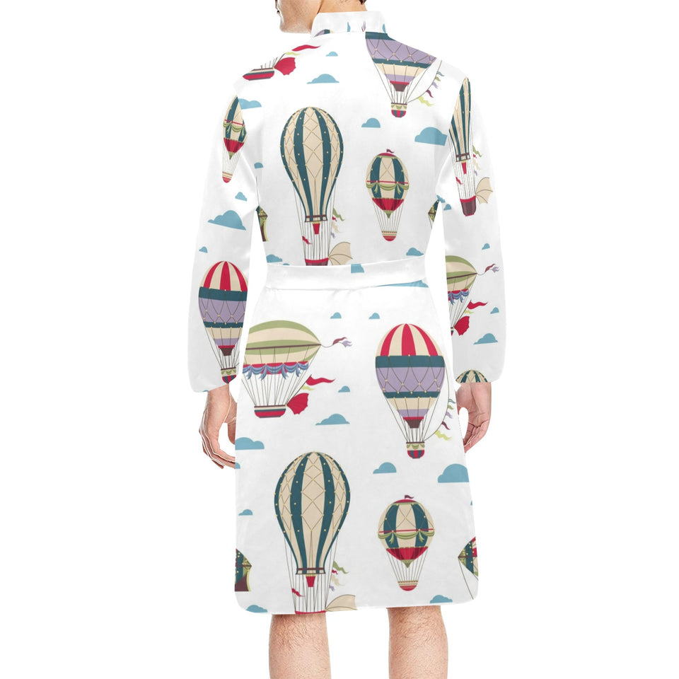Hot air balloon pattern Men's Long Sleeve Belted Night Robe