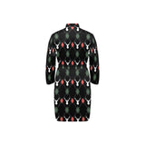 Deer Christmas new year pattern argyle Men's Long Sleeve Belted Night Robe