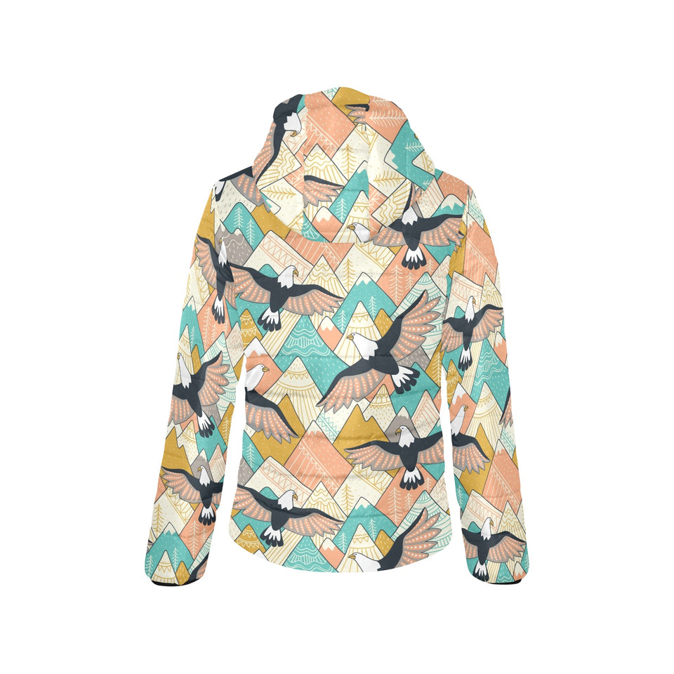 Eagle Pattern Print Design 02 Women's Padded Hooded Jacket