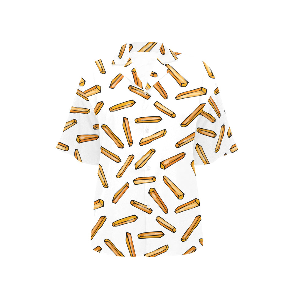 French fries potato pattern Women's All Over Print Hawaiian Shirt