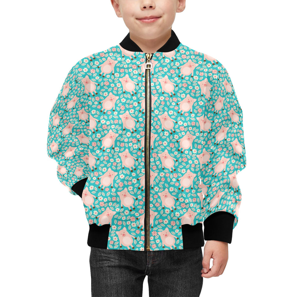 Pig Pattern Print Design 01 Kids' Boys' Girls' Bomber Jacket