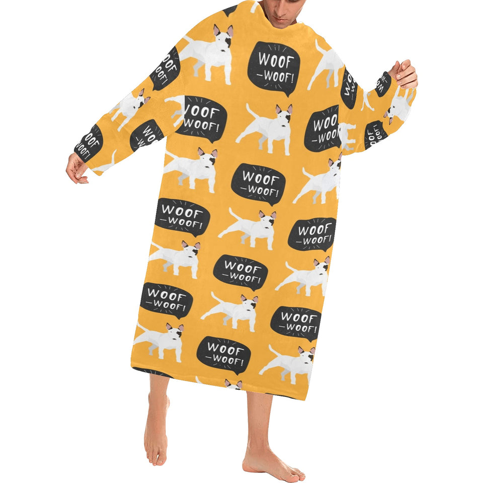 Bull Terrier Pattern Print Design 03 Blanket Robe with Sleeves