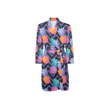 Pineapples pattern zigzag background Men's Long Sleeve Belted Night Robe