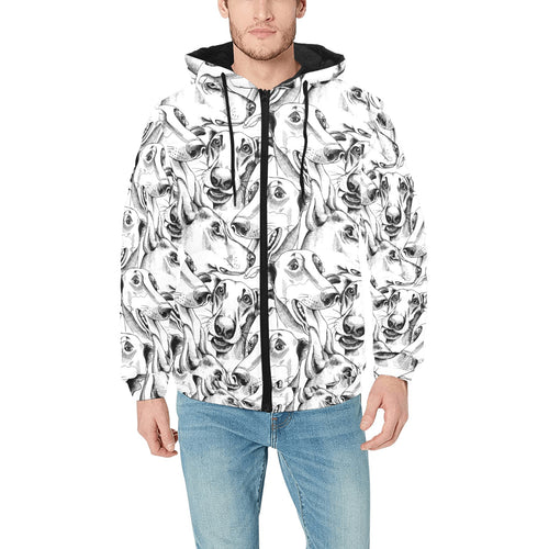 Greyhound Pattern Print Design 01 Men's Padded Hooded Jacket