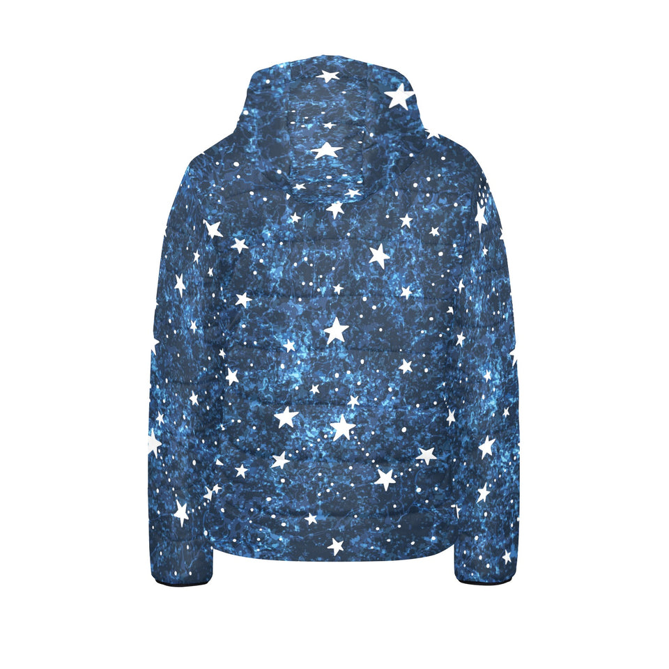 Night sky star pattern Kids' Boys' Girls' Padded Hooded Jacket