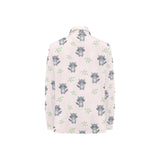 cute raccoons leaves pattern Women's Long Sleeve Polo Shirt